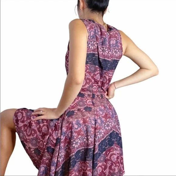 MAISON Jules Flirty A-Line Dress Mini Small Purple Floral Like New Summer - Picture 4 of 12